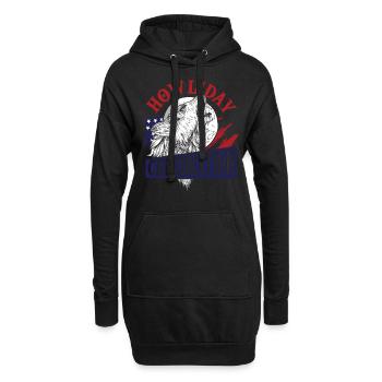 Wolf 4. Juli Amerikanische Flagge Heulende Wölfe - Hoodie-Kleid - Schwarz - Vorne