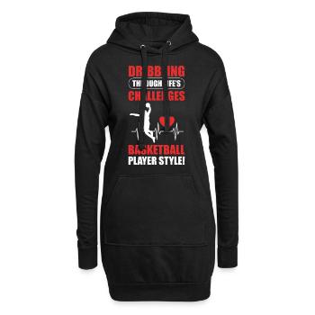 Sport Korbball Basketballspieler - Hoodie-Kleid - Schwarz - Vorne