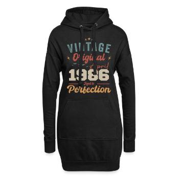 Vintage Geboren im April 1986 Geburtstagsgeschenk - Hoodie-Kleid - Schwarz - Vorne
