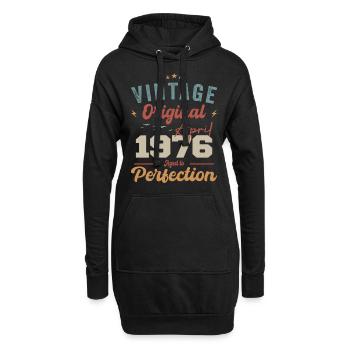 Vintage Geboren im April 1976 Geburtstagsgeschenk - Hoodie-Kleid - Schwarz - Vorne