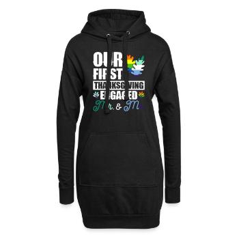 Erstes Erntedankfest Verlobtes schwules Pärchen - Hoodie-Kleid - Schwarz - Vorne