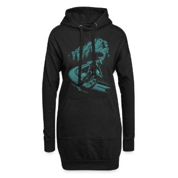 Motorrad Motocross Motorsport Natur Berge - Hoodie-Kleid - Schwarz - Vorne