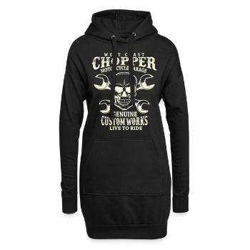 Totenkopf Biker Spruch West Coast Chopper - Hoodie-Kleid - Schwarz - Vorne