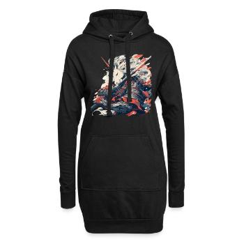 Unicorn Samurai Kawaii Japanese - Hoodie Dress - black - Front