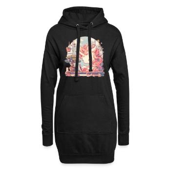 Licorne Kawaii Japonais - Sweat-shirt à capuche long Femme - noir - Devant