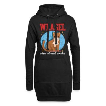 Souris Belette Belette Hermännchen Cadeau - Sweat-shirt à capuche long Femme - noir - Devant
