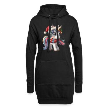 Licorne Noël Kawaii - Sweat-shirt à capuche long Femme - noir - Devant