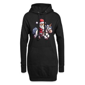 Licorne Père Noël Noël Kawaii - Sweat-shirt à capuche long Femme - noir - Devant