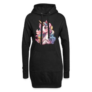 Licorne Crème Glacée Kawaii Japonaise - Sweat-shirt à capuche long Femme - noir - Devant
