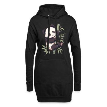 Panda Ours Grimpant Panda Japonais - Sweat-shirt à capuche long Femme - noir - Devant