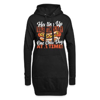 La Saint-Valentin coeurs coeur Chili Dog - Sweat-shirt à capuche long Femme - noir - Devant