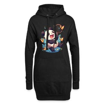Pandabär Schmetterlinge Japanischer Riesenpanda - Hoodie-Kleid - Schwarz - Vorne