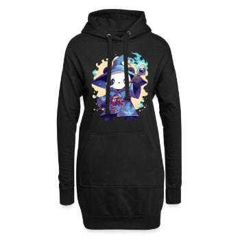 Pandabär-Zauberer Japanischer Riesenpanda - Hoodie-Kleid - Schwarz - Vorne
