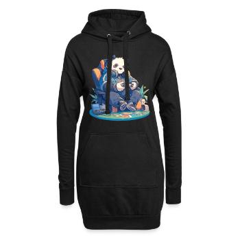 Panda Bear Gamer Panda géant japonais - Sweat-shirt à capuche long Femme - noir - Devant