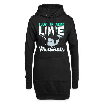 Narval baleine Narval baleines narval cadeau - Sweat-shirt à capuche long Femme - noir - Devant