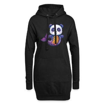 Pandabär Meerjungfrau Japanischer Riesenpanda - Hoodie-Kleid - Schwarz - Vorne