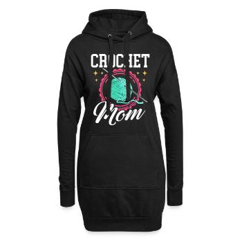 Crochet Maman Crochet Fil Cadeau - Sweat-shirt à capuche long Femme - noir - Devant