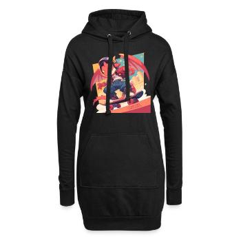 Dragon Skater Kawaii Dragon Enfants - Sweat-shirt à capuche long Femme - noir - Devant