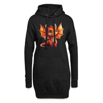 Origami Dragon Kawaii Dragon Enfants - Sweat-shirt à capuche long Femme - noir - Devant