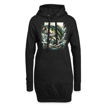 Poisson bar - Sweat-shirt à capuche long Femme - noir - Devant