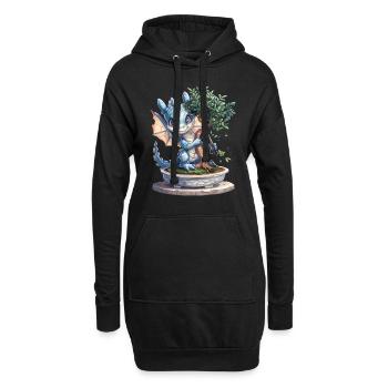Dragon Bonsaï Japonais Kawaii - Sweat-shirt à capuche long Femme - noir - Devant