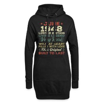 Juni 1948 Geburtstag Juni 1948 Geschenk Juni 1948 - Hoodie-Kleid - Schwarz - Vorne