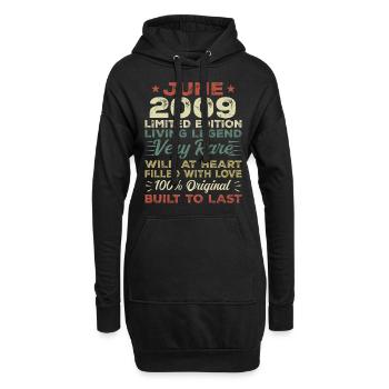 Juni 2009 Geburtstag Juni 2009 Geschenk Juni 2009 - Hoodie-Kleid - Schwarz - Vorne
