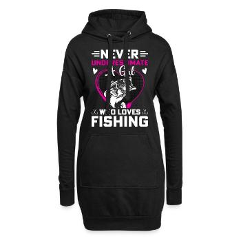 Ne sous-estimez jamais une fille qui aime la pêche - Sweat-shirt à capuche long Femme - noir - Devant