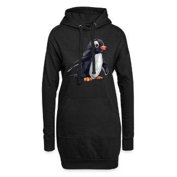 Origami Pingouin Kawaii Pingouin Mignon - Sweat-shirt à capuche long Femme - noir - Devant