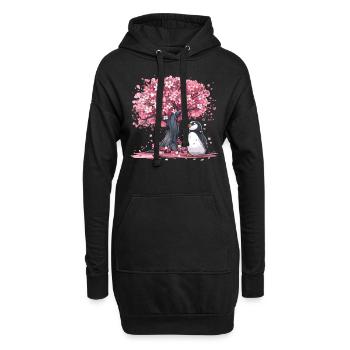 Penguin Japanese Sakura Tree Kawaii - Hoodie Dress - black - Front