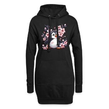 Pingouin Japonais Cerise Kawaii Pingouin Mignon - Sweat-shirt à capuche long Femme - noir - Devant