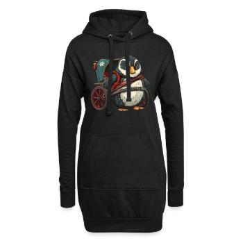 Pingouin, Pousse-pousse, Japonais, Kawaii, Pingouin, Mignon - Sweat-shirt à capuche long Femme - noir - Devant