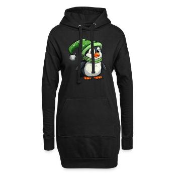 Pinguin Elf Weihnachten Pinguin Niedlich - Hoodie-Kleid - Schwarz - Vorne