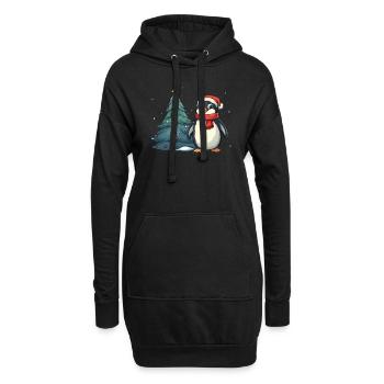 Pinguin Weihnachtsbaum Pinguin Niedlich - Hoodie-Kleid - Schwarz - Vorne