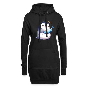 Pinguin Kawaii Pinguin Niedlich - Hoodie-Kleid - Schwarz - Vorne