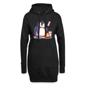 Pinguin Marshmallows Kawaii Pinguin Niedlich - Hoodie-Kleid - Schwarz - Vorne