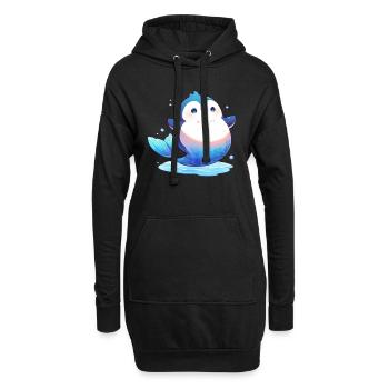 Pingouin, Sirène, Kawaii, Pingouin, Mignon - Sweat-shirt à capuche long Femme - noir - Devant