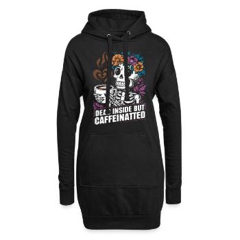 Lustiger Kaffee Koffein Skelett Spruch - Hoodie-Kleid - Schwarz - Vorne