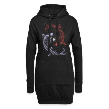 Sternzeichen Pisces Fische Symbol Astrologie - Hoodie-Kleid - Schwarz - Vorne