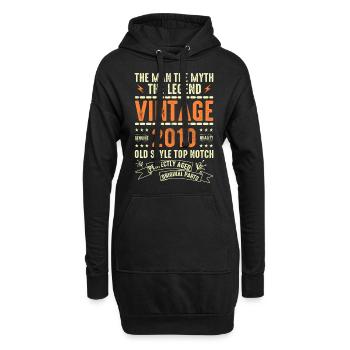 2010 Jubiläumsgeschenk Jahrgang 2010 Vintage 2010 - Hoodie-Kleid - Schwarz - Vorne