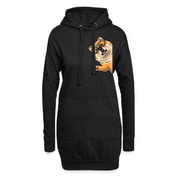 Chien Chow Chow de côté - Sweat-shirt à capuche long Femme - noir - Devant