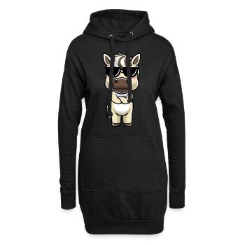 Fjordpferd Kawaii Emoticon - Hoodie-Kleid - Schwarz - Vorne