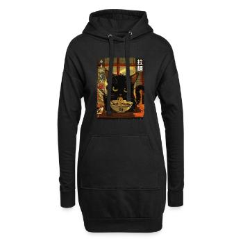 Vintage Retro Ramen Nudeln Aesthetic Kawaii Katze - Hoodie-Kleid - Schwarz - Vorne