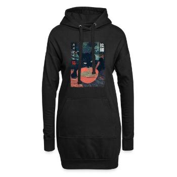 Anime Fan Ramen Cat Streetwear Style Esthétique - Sweat-shirt à capuche long Femme - noir - Devant
