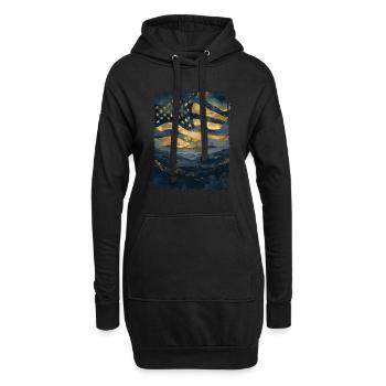 Amerikanische Flagge USA Wälder Vintage Retro - Hoodie-Kleid - Schwarz - Vorne