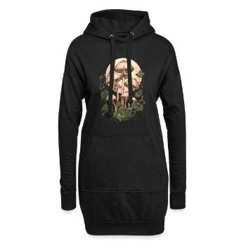 Goblincore Cottagecore Vintage Pilz Mondphasen - Hoodie-Kleid - Schwarz - Vorne