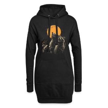 3 ratons laveurs lune hurlant drôles de ratons laveurs - Sweat-shirt à capuche long Femme - noir - Devant