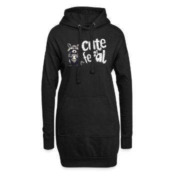 Cute but feral Kaffee Trinker Waschbär Cartoon - Hoodie-Kleid - Schwarz - Vorne