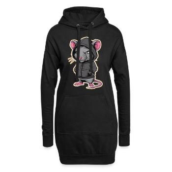 Coole Ratte im stylischen Hoodie - Lustige Tiere - Hoodie-Kleid - Schwarz - Vorne