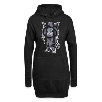 Chat en colère agacé dans un sweat à capuche élégant - Sweat-shirt à capuche long Femme - noir - Devant